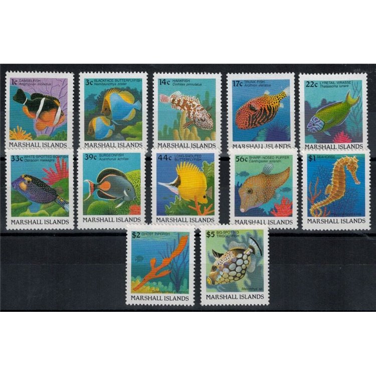 MARSHALL ISLANDS 1988 Serie ordinaria, pesci 12v MNH**