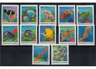 MARSHALL ISLANDS 1988 Serie ordinaria, pesci 12v MNH**