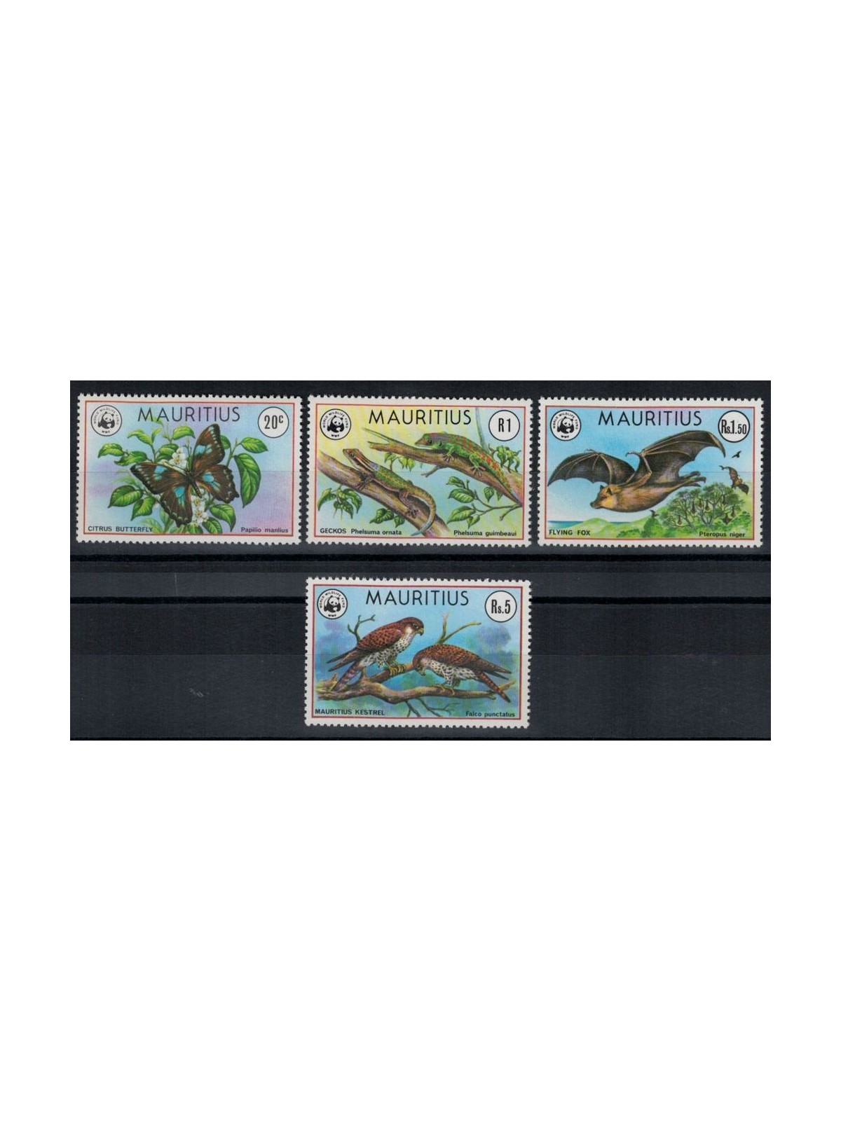 MAURITIUS 1978 WWF, animali - Animals 4 v