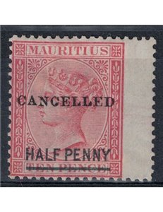 MAURITIUS 1877 Half Penny on Ten Pence overprinted MH*