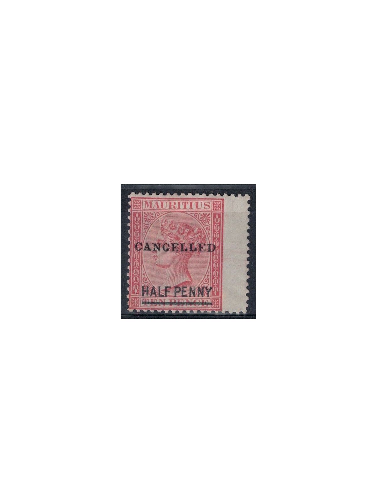 MAURITIUS 1877 Half Penny on Ten Pence overprinted MH*