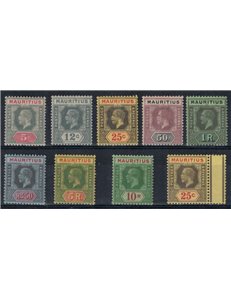 MAURITIUS 1912/21 Serie ordinaria Giorgio V - Definitives 9 v MH*