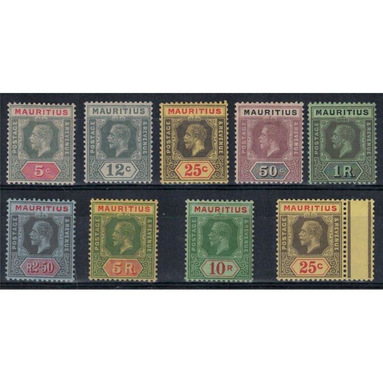 MAURITIUS 1912/21 Serie ordinaria Giorgio V - Definitives 9 v MH*
