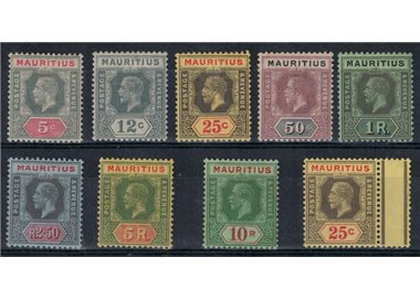 MAURITIUS 1912/21 Ordinary series George V - Definitives 9 v MH*