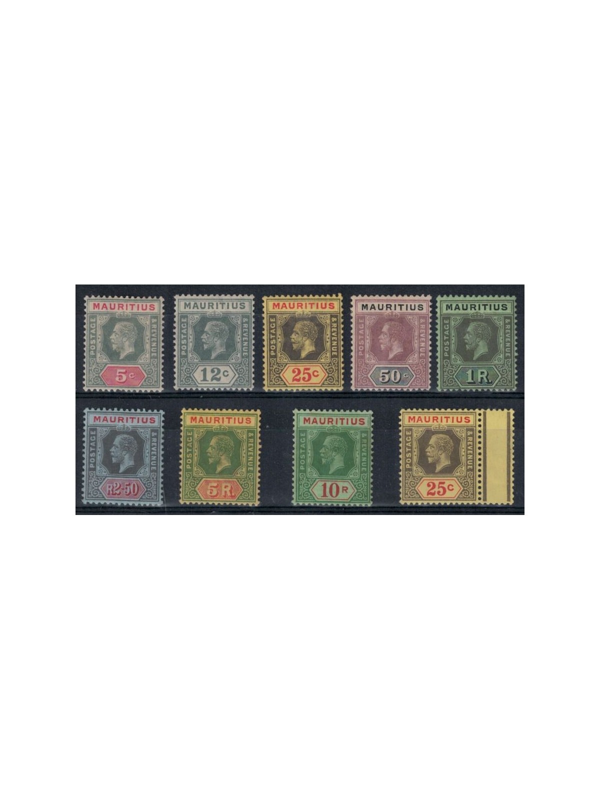 MAURITIUS 1912/21 Serie ordinaria Giorgio V - Definitives 9 v MH*