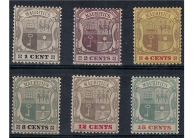MAURITIUS 1900-02 Coats of arms 6v MNH**