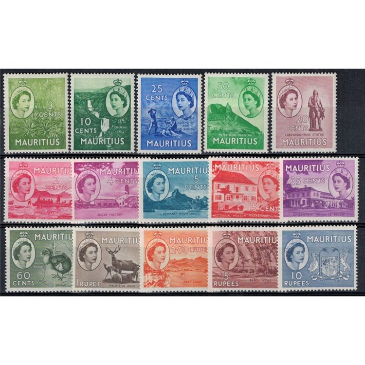 MAURITIUS 1953/54 Ordinary series - Definitives 15 v MH*