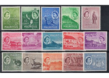 MAURITIUS 1953/54 Serie ordinaria - Definitives 15 v MH*