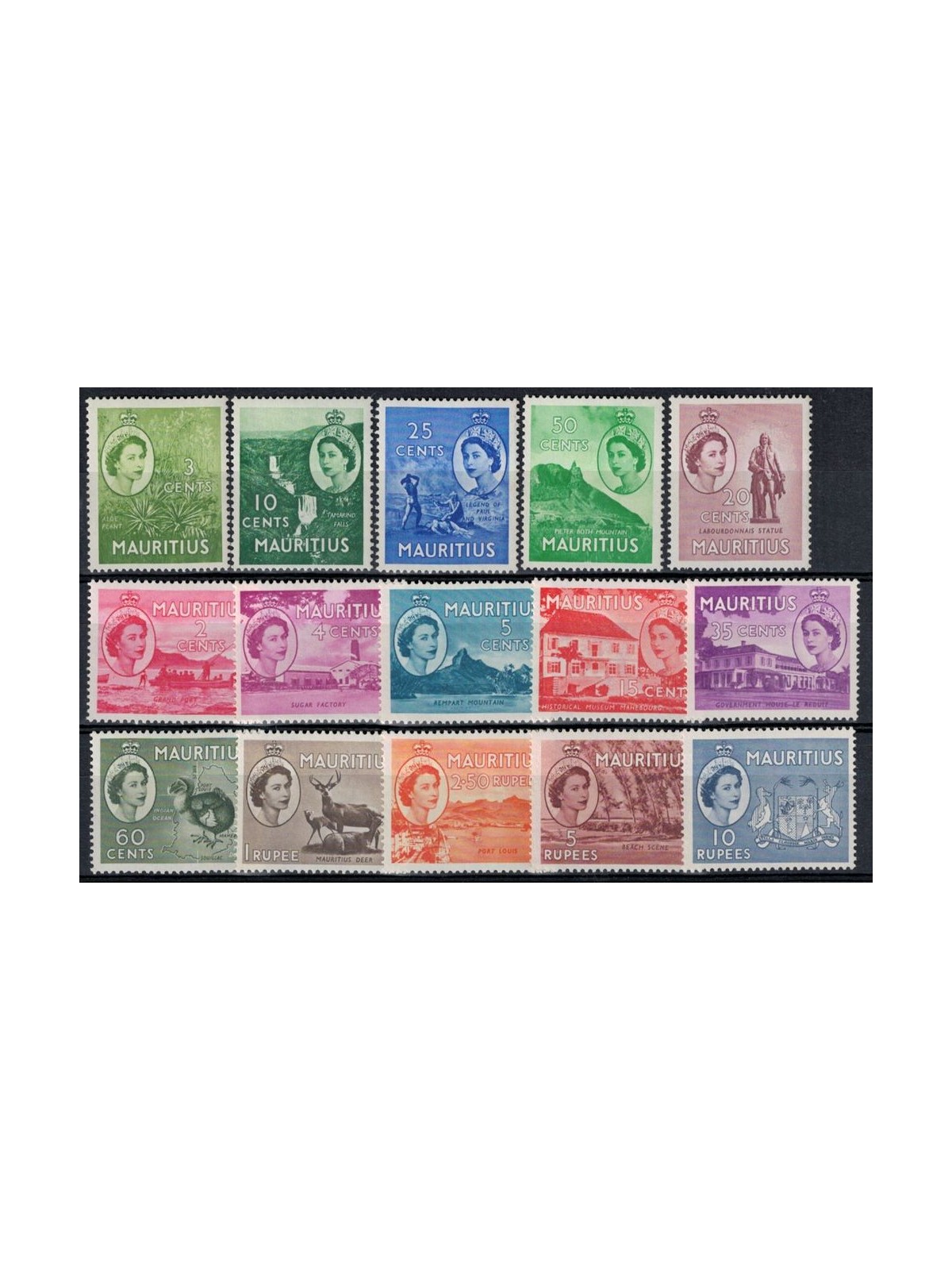 MAURITIUS 1953/54 Ordinary series - Definitives 15 v MH*