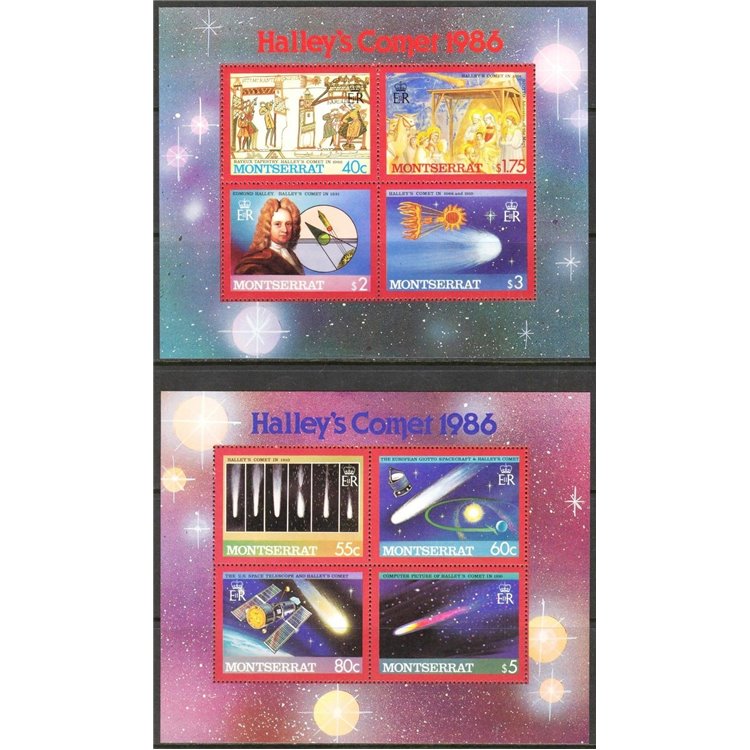MONTSERRAT 1986 Halley's Comet 2 s/s MNH**