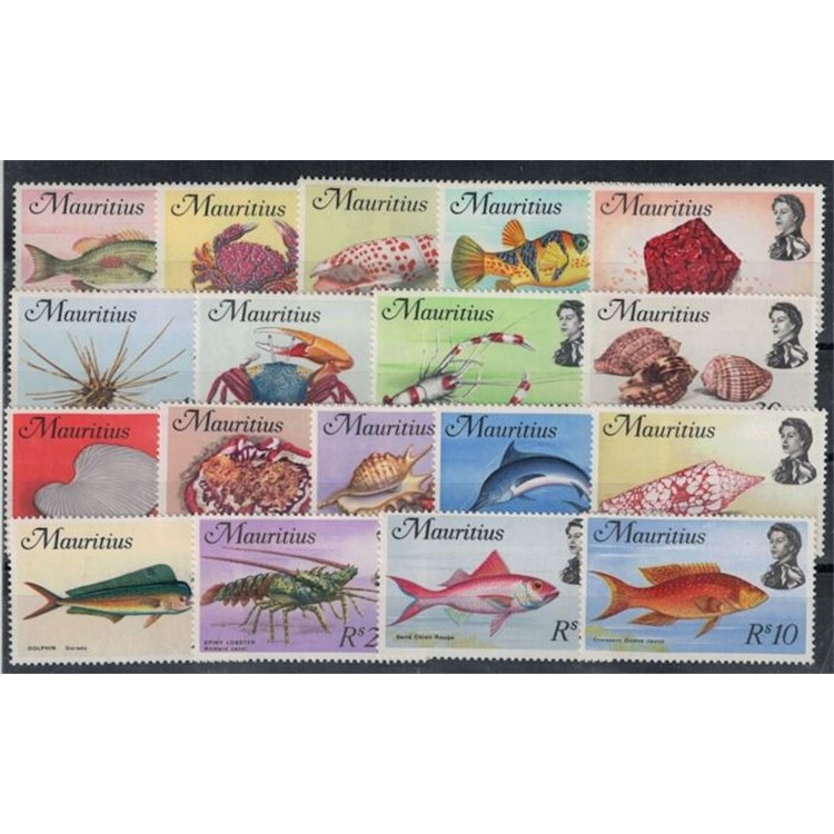 MAURITIUS 1969 Fauna marina - Marine life 18v MNH**