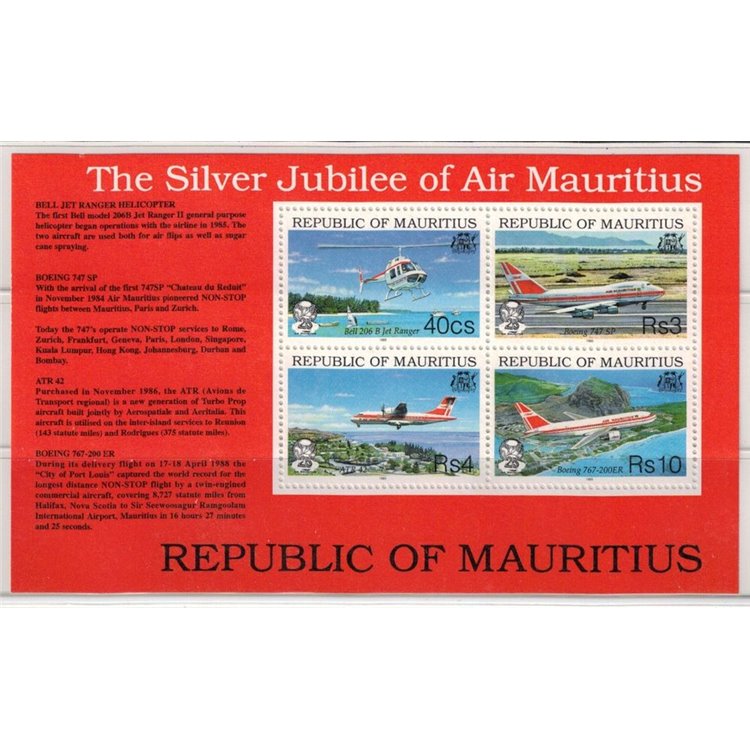 MAURITIUS 1993 Anniversario Air Mauritius 1 BF MNH**