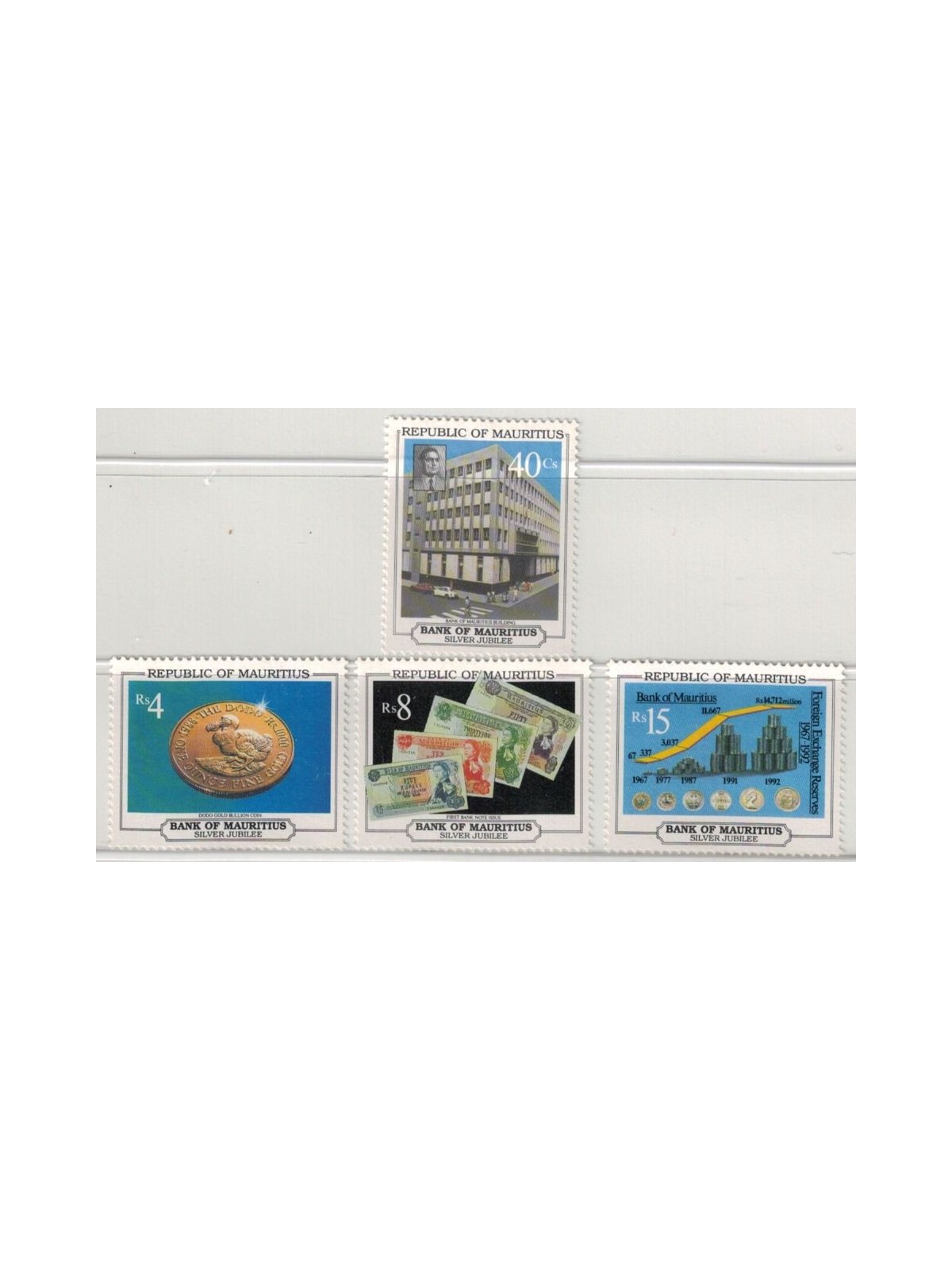 MAURITIUS 1992 Bank of Mauritius 4v MNH**