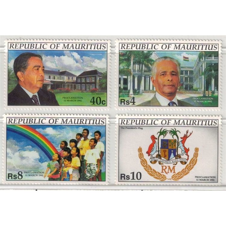 MAURITIUS 1992 Proclamation of the Republic 4v MNH**