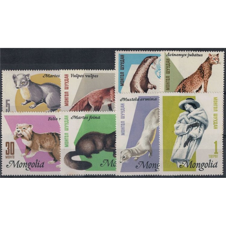 MONGOLIA 1966 Fur Animals 8v MNH**