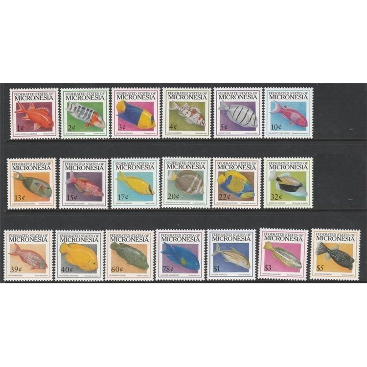 MICRONESIA 1998 Ordinary set, fish 19v MNH**