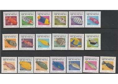 MICRONESIA 1998 Serie ordinaria, pesci 19v MNH**