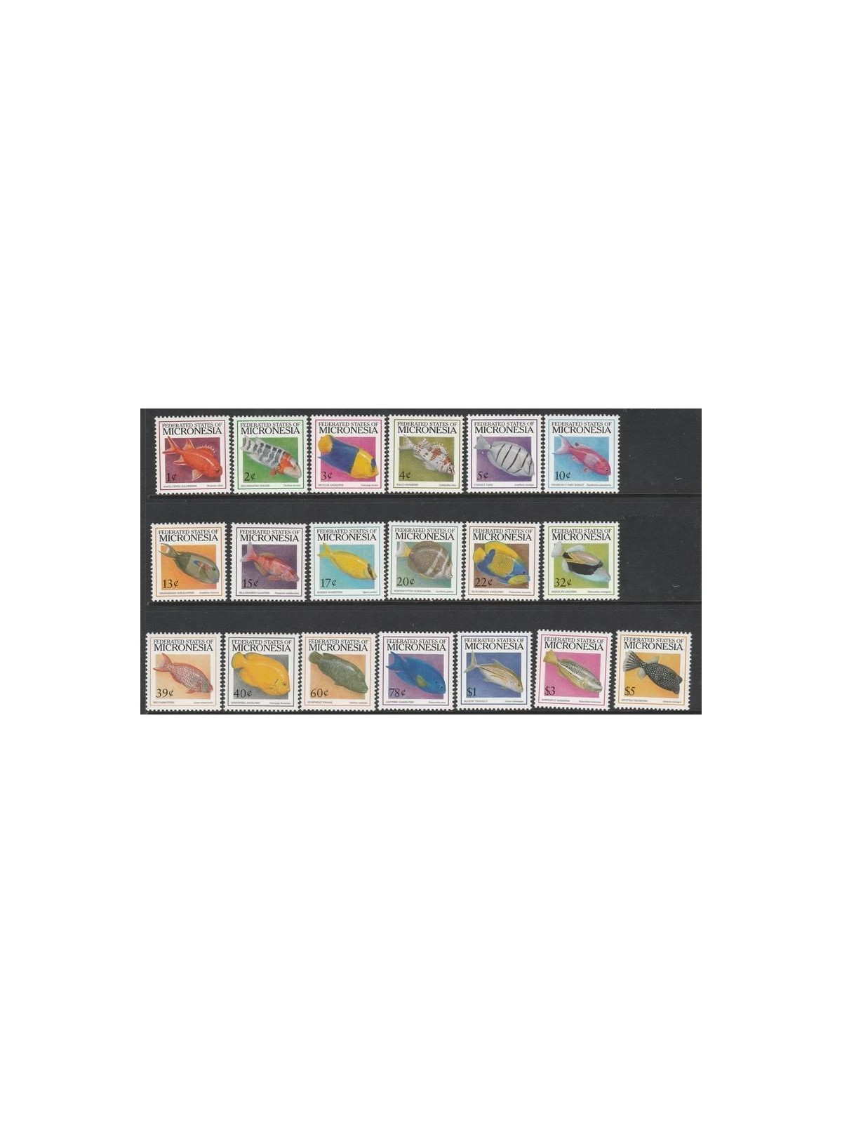 MICRONESIA 1998 Ordinary set, fish 19v MNH**
