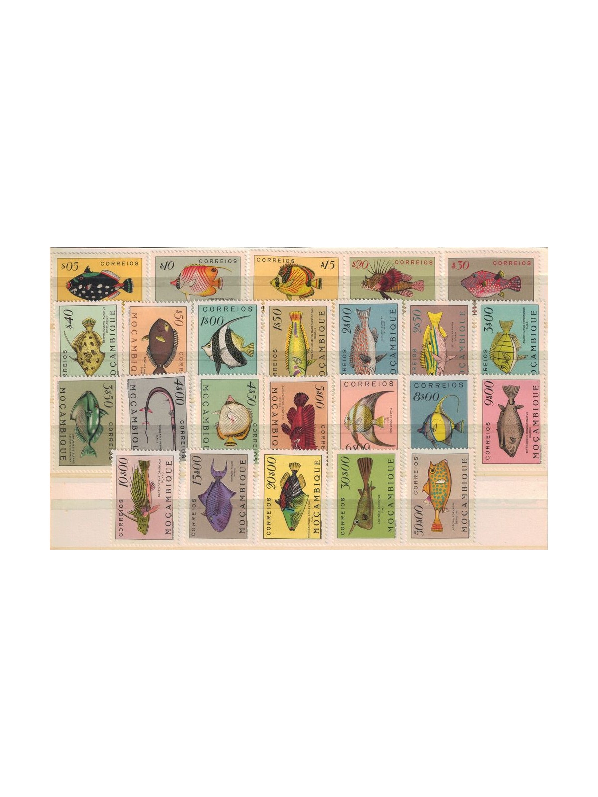 MOZAMBICO 1951 Serie ordinaria, pesci 24v MNH**