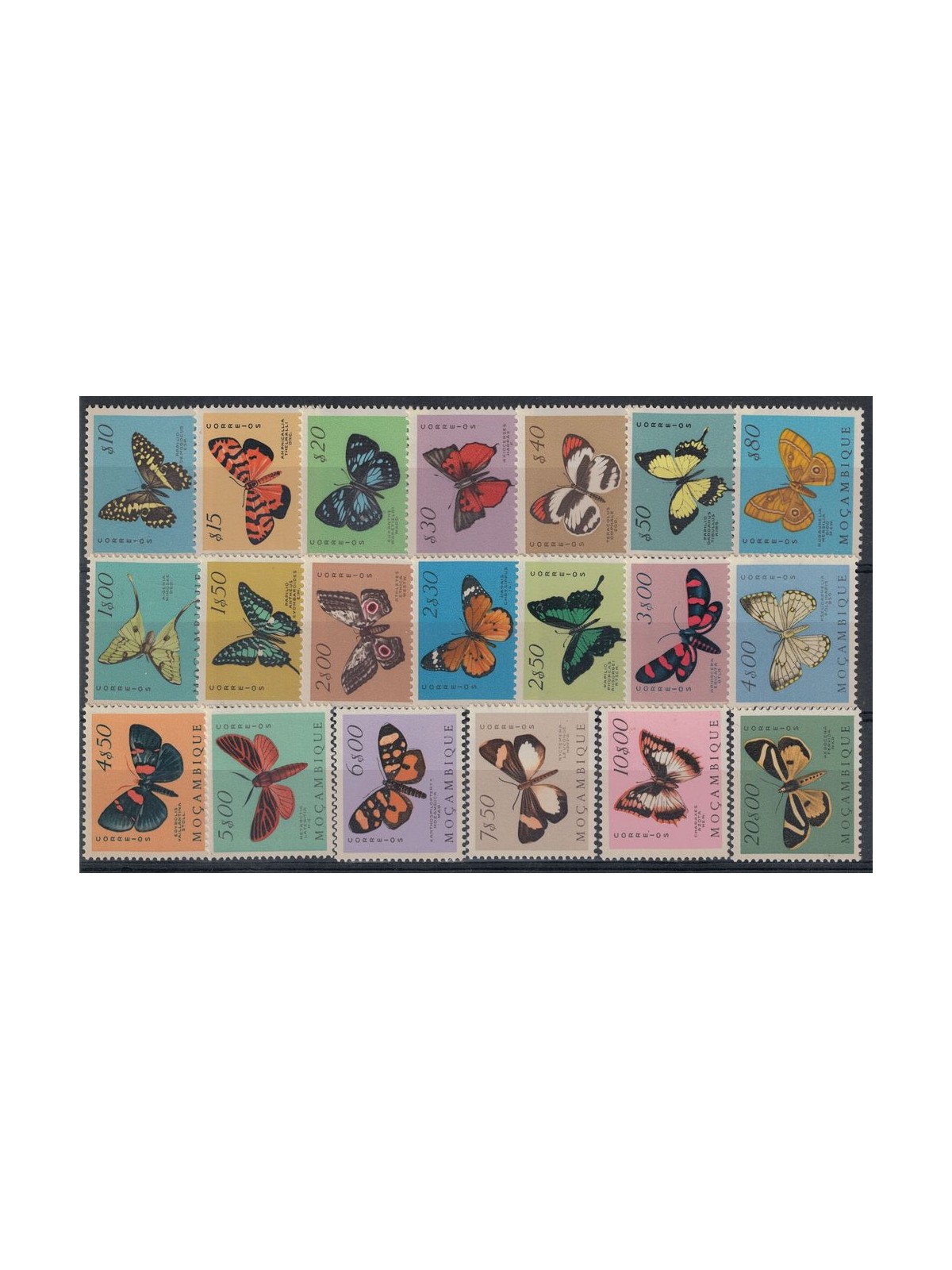 MOZAMBICO 1953 Farfalle diverse 20v MNH**