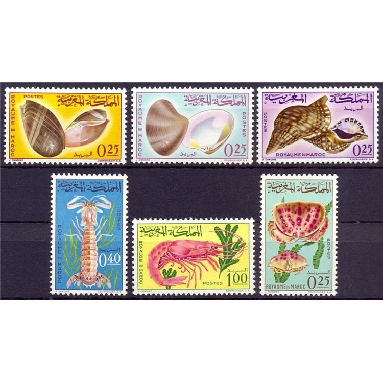 MAROCCO 1965 Conchiglie e crostacei 6v MNH**