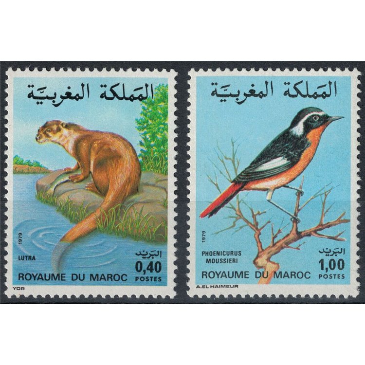 MOROCCO 1979 Moroccan fauna, mammals and birds 2v MNH**