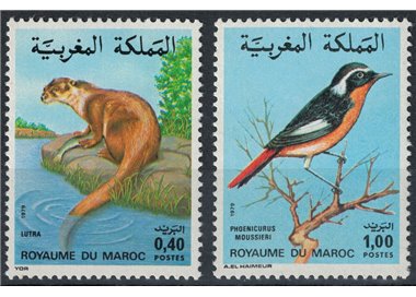 MOROCCO 1979 Moroccan fauna, mammals and birds 2v MNH**