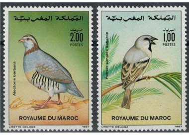 MOROCCO 1987 Fauna, birds 2v MNH**
