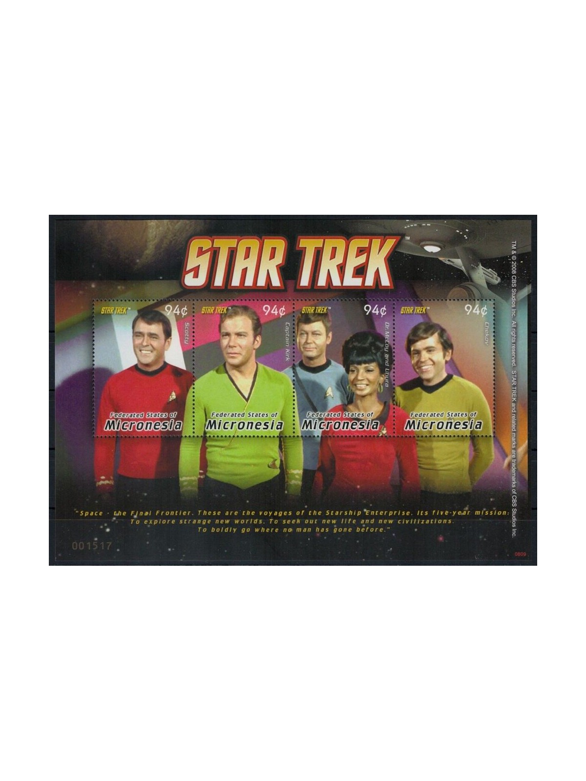 MICRONESIA 2008 Cinema, Star Trek (I) 4v MNH**