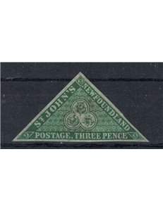 NEWFOUNDLAND 1860 3 pence green, medium-thin paper 1v MH*