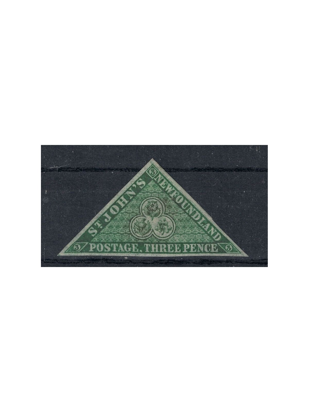 NEWFOUNDLAND 1860 3 pence green, medium-thin paper 1v MH*