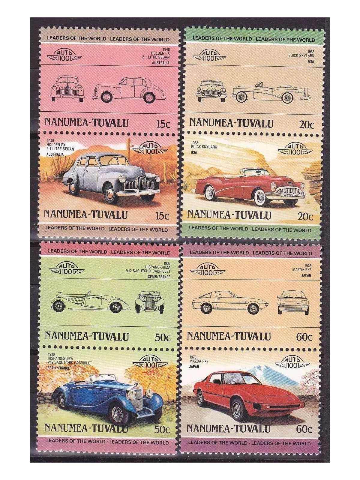 NANUMEA 1985 Automobili 8v MNH**