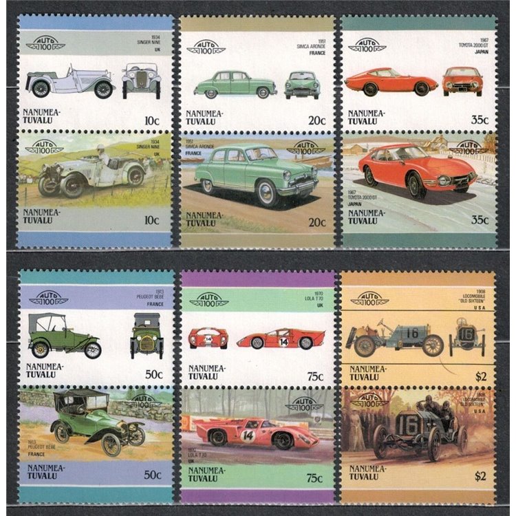 NANUMEA 1986 Automobili 12v MNH**