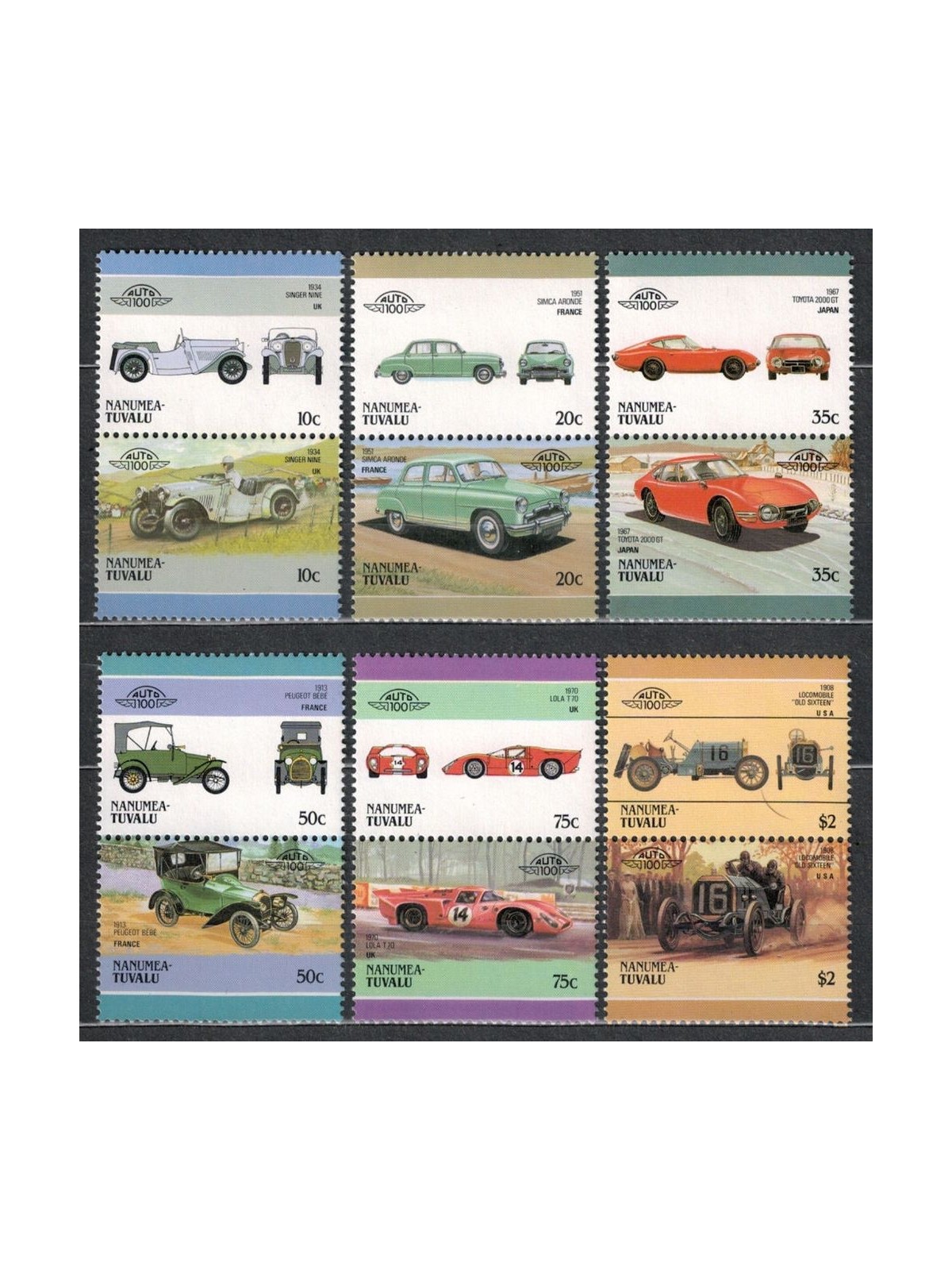 NANUMEA 1986 Automobili 12v MNH**