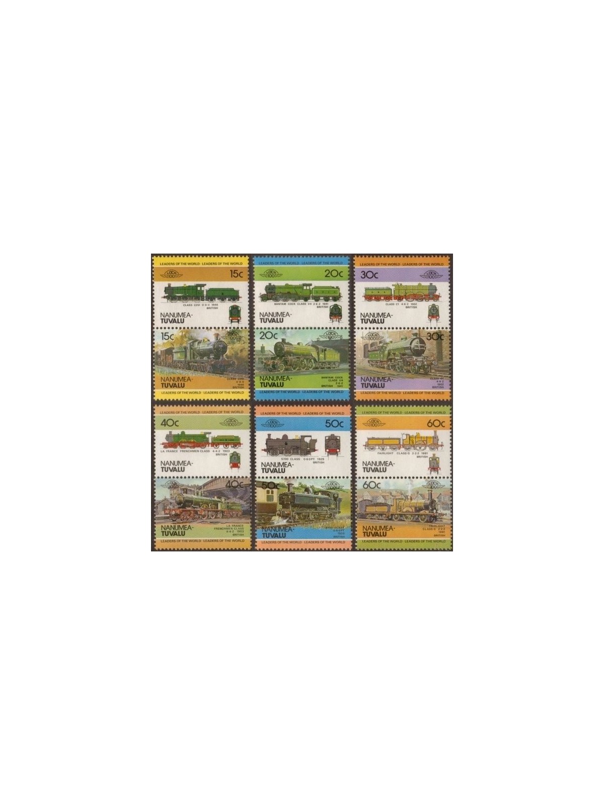 NANUMEA 1984 Trains, locomotives 12v MNH**