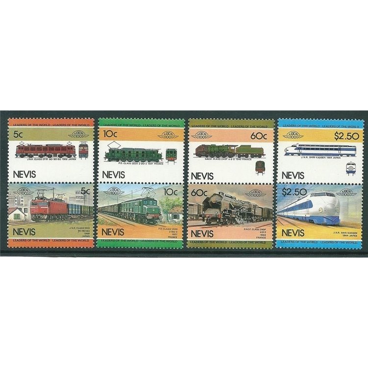 NEVIS 1984 Locomotive (II) 8v MNH**