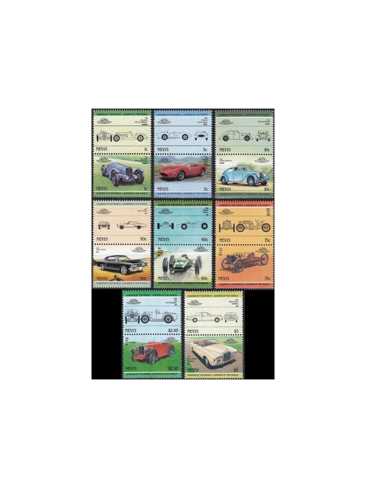 NEVIS 1985 Automobili (III) 16v MNH**