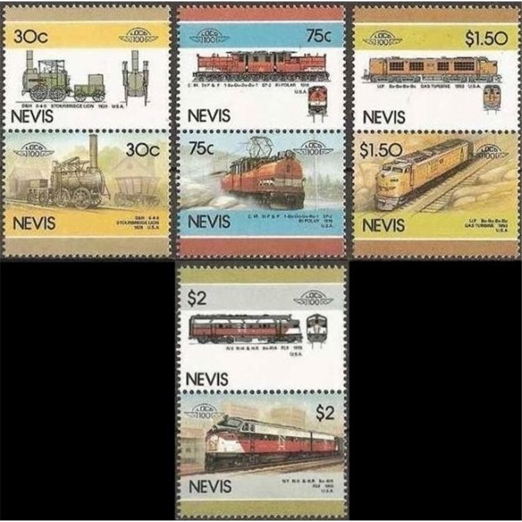 NEVIS 1986 Locomotive (V) 8v MNH**
