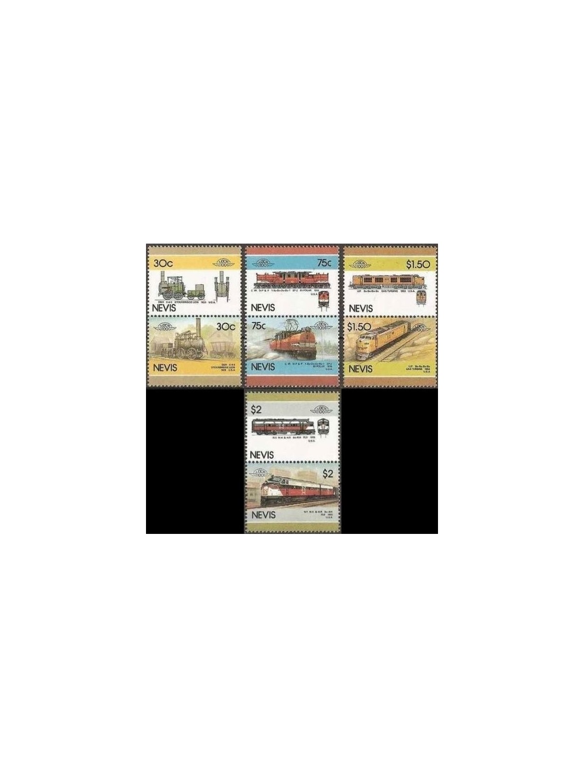 NEVIS 1986 Locomotives (V) 8v MNH**