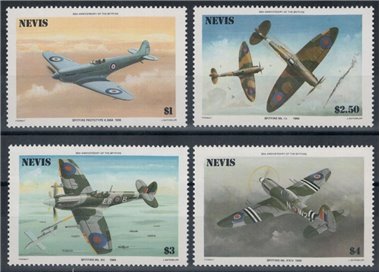 NEVIS 1986 Aviazione, Spitfire 4v MNH**