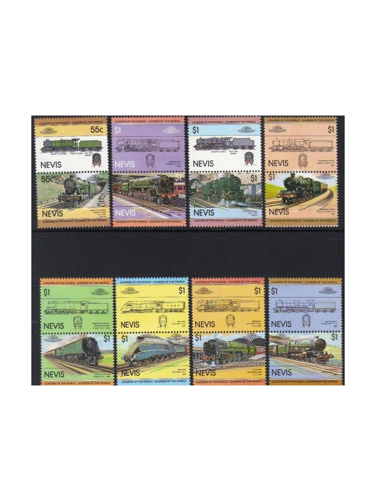 NEVIS 1983 Locomotives (I) 16v MNH**