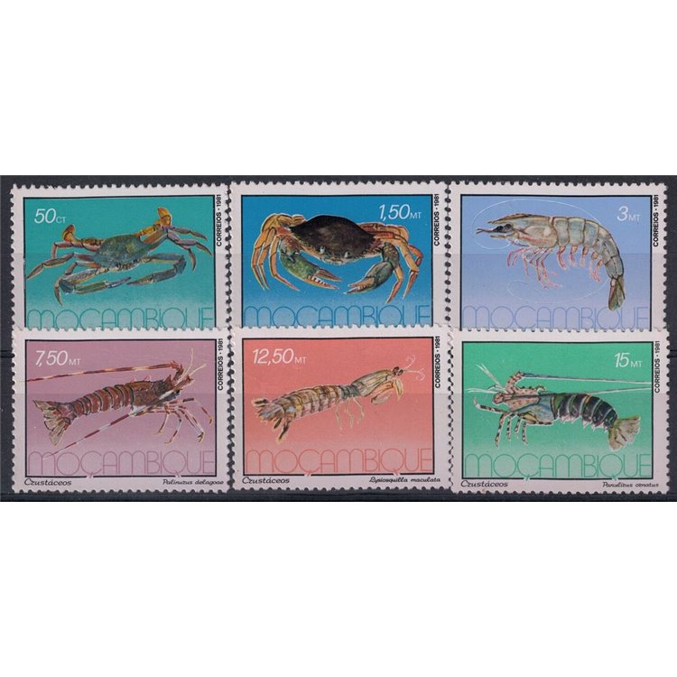 MOZAMBIQUE 1981 Marine fauna, crustaceans 6v MNH**