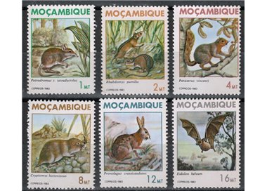 MOZAMBICO 1983 Fauna, piccoli mammiferi 6v MNH**