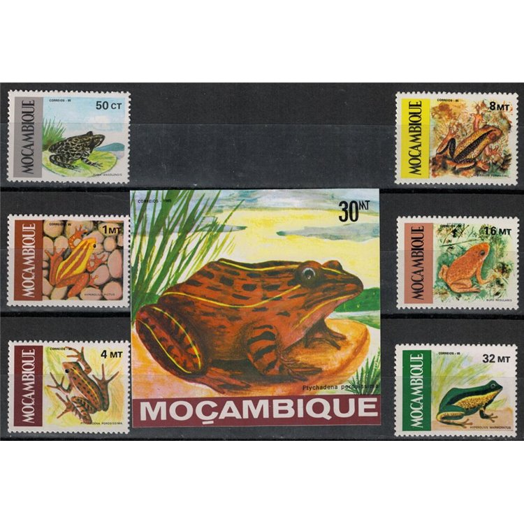 MOZAMBICO 1985 Fauna, rane 6v + 1 BF MNH**