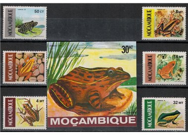 MOZAMBICO 1985 Fauna, rane 6v + 1 BF MNH**