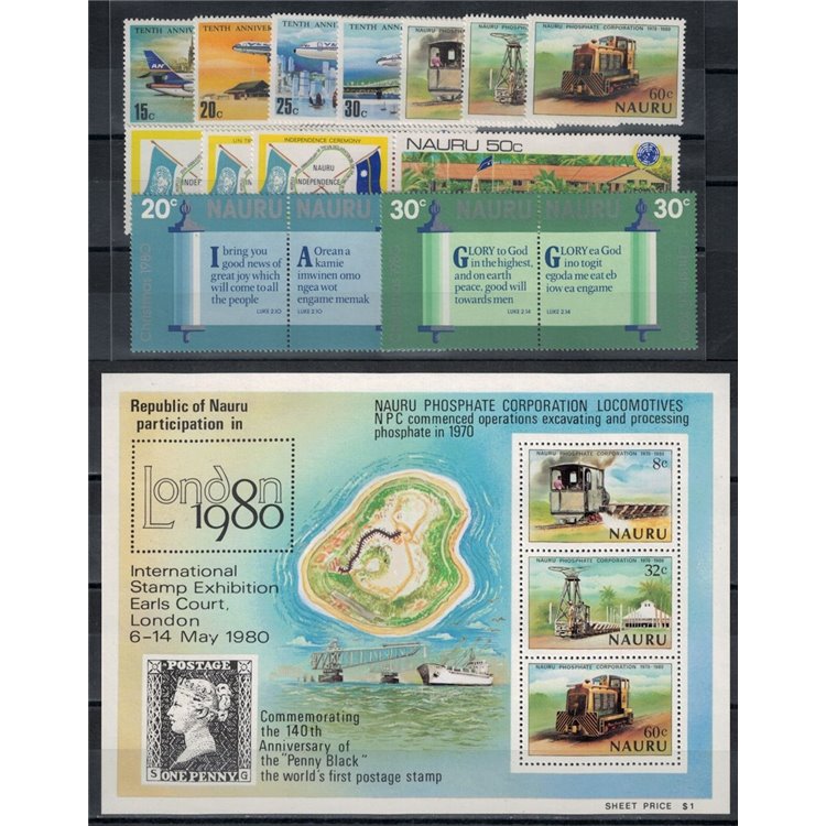 NAURU 1980 Complete vintage 14v + 1 s/s MNH**