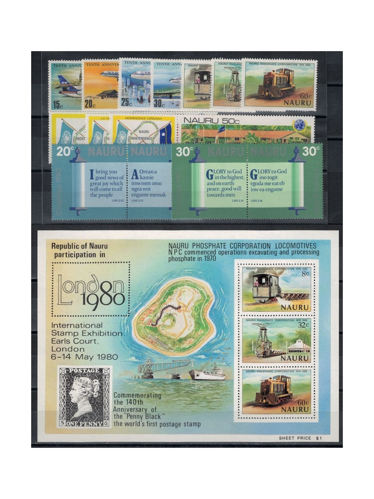NAURU 1980 Complete vintage 14v + 1 s/s MNH**