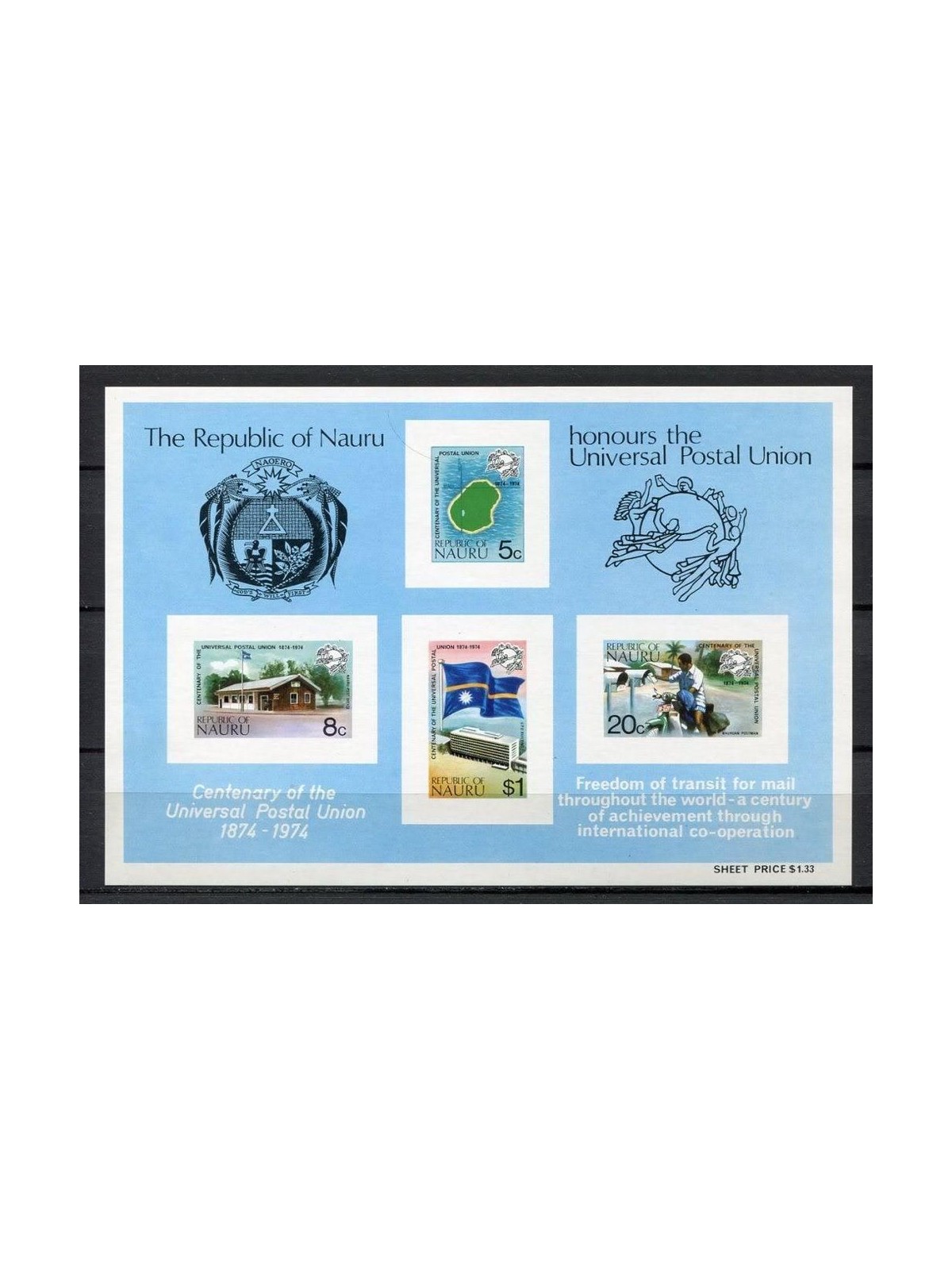 NAURU 1974 Centenary of the UPU s/s MNH**
