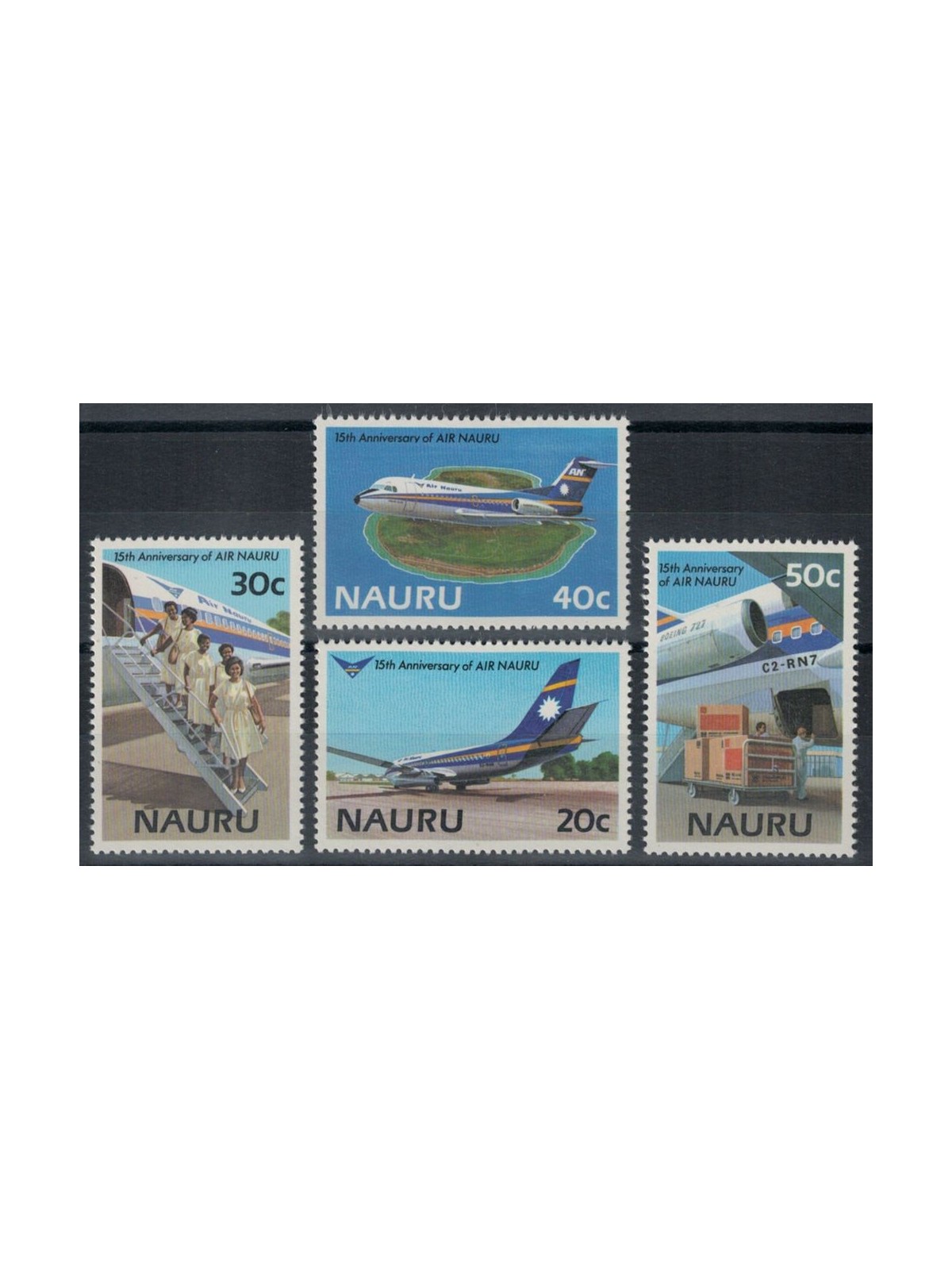 NAURU 1985 Anniversario Air Nauru 4v MNH**