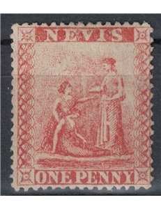NEVIS 1866 Serie ordinaria 1p rosso MH*